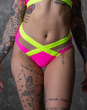 KIM PINK NEON SHORTS WITH YELLOW TRIM